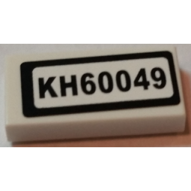 white tile 1 x 2 with black kh60049 pattern sticker - set 60049