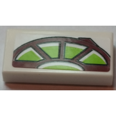 white tile 1 x 2 with dark red and lime quadrant control panels pattern sticker - set 75021