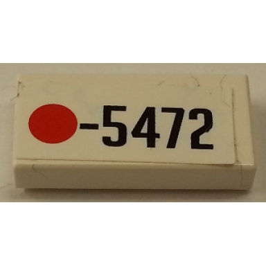 white tile 1 x 2 with red dot and black 5472 on white background pattern sticker - set 8665