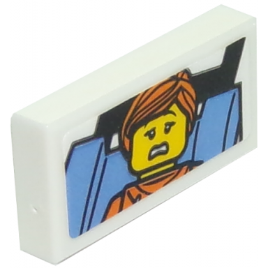 white tile 1 x 2 with cautious rider in orange hoodie photo pattern sticker - set 10261