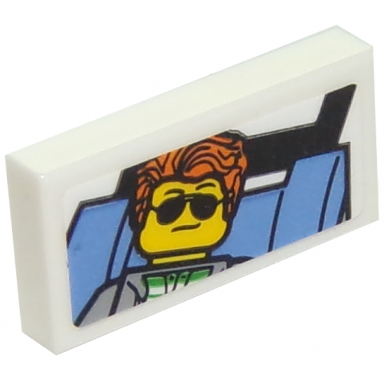 white tile 1 x 2 with cool customer photo pattern sticker - set 10261