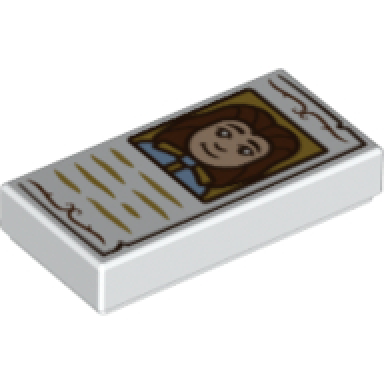 white tile 1 x 2 with storybook with prince pattern