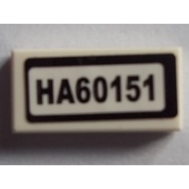 white tile 1 x 2 with ha60151 pattern sticker - set 60151