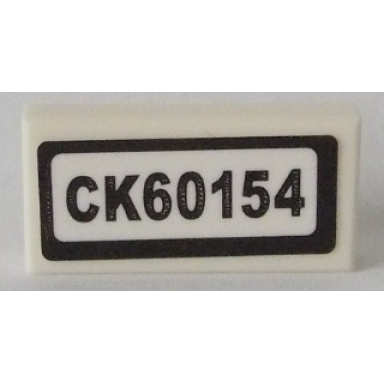white tile 1 x 2 with ck60154 pattern sticker - set 60154