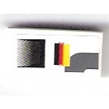 white tile 1 x 2 with black air outlet and dark bluish gray markings and german flag pattern model left side sticker - set 75876