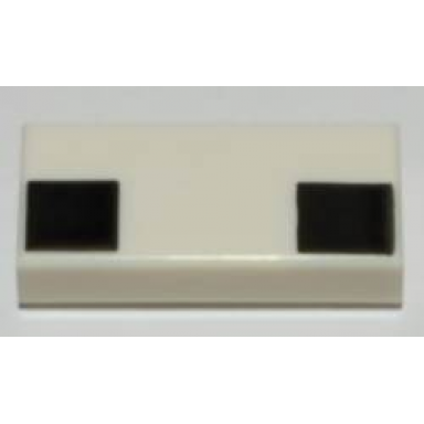white tile 1 x 2 with two black squares on corners pattern
