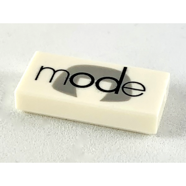 white tile 1 x 2 with black mode and light bluish gray wig pattern