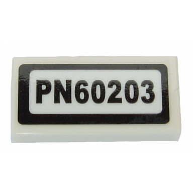 white tile 1 x 2 with pn60203 pattern sticker - set 60203