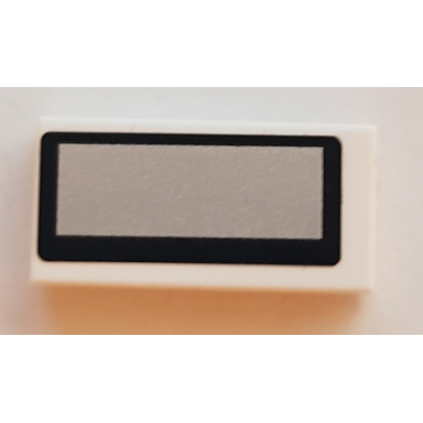 white tile 1 x 2 with vehicle mirror black border and rounded corners pattern sticker - set 42000