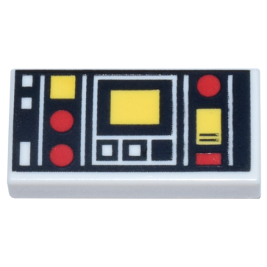 white tile 1 x 2 with red and yellow controls and two white squares on left pattern