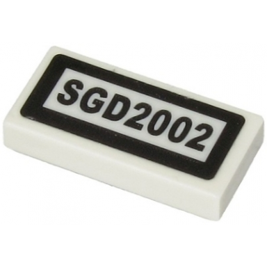 white tile 1 x 2 with sgd2002 pattern sticker - set 60265