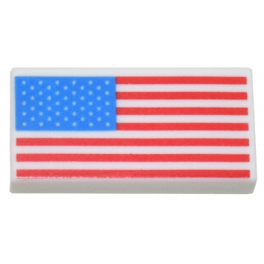 white tile 1 x 2 with united states flag pattern