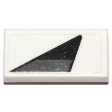 white tile 1 x 2 with black and dark bluish gray triangle pattern model left side sticker - set 75276