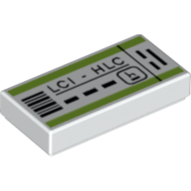white tile 1 x 2 with lci-hlc boarding pass pattern