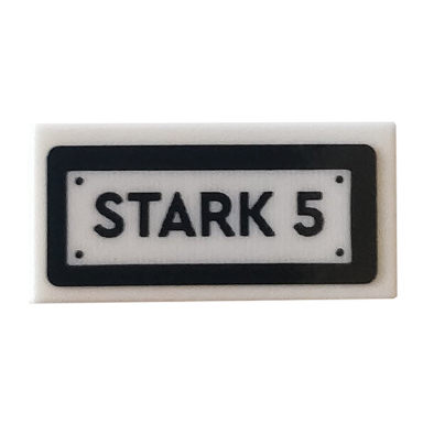 white tile 1 x 2 with stark 5 pattern sticker - set 76167