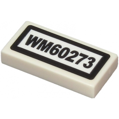 white tile 1 x 2 with wm60273 pattern sticker - set 60273