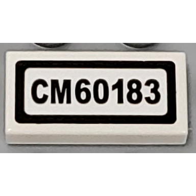 white tile 1 x 2 with cm60183 pattern sticker - set 60183