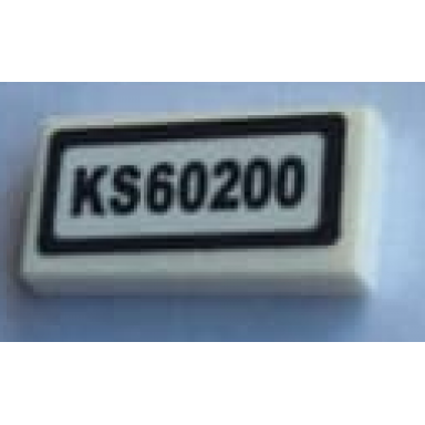 white tile 1 x 2 with ks60200 pattern sticker - set 60200