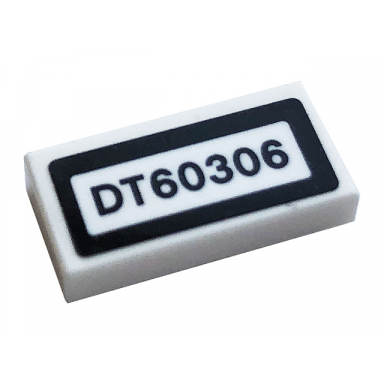 white tile 1 x 2 with dt60306 pattern sticker - set 60306