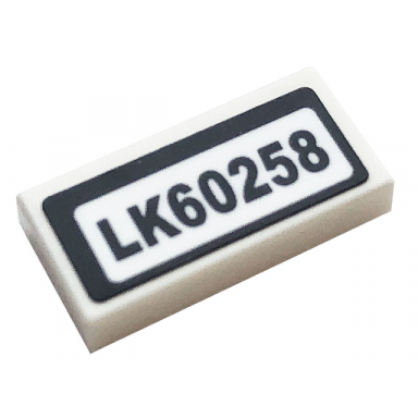 white tile 1 x 2 with lk60258 pattern sticker - set 60258