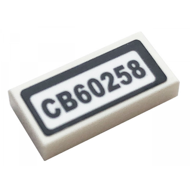 white tile 1 x 2 with cb60258 pattern sticker - set 60258