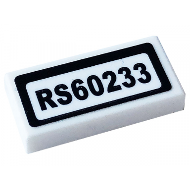white tile 1 x 2 with rs60233 pattern sticker - set 60233