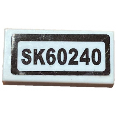 white tile 1 x 2 with sk60240 pattern sticker - set 60240