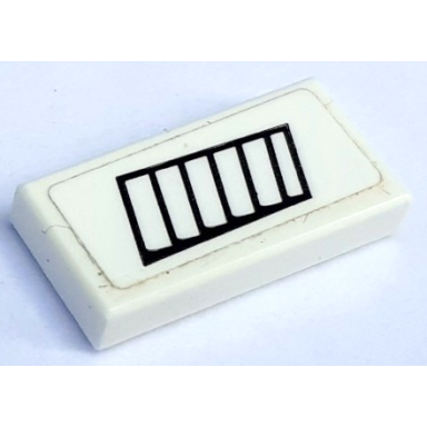 white tile 1 x 2 with black air vent grille pattern model left side sticker - set 75873