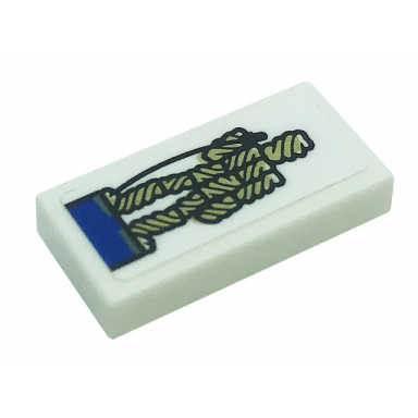 white tile 1 x 2 with fusilli jerry statuette pattern sticker - set 21328