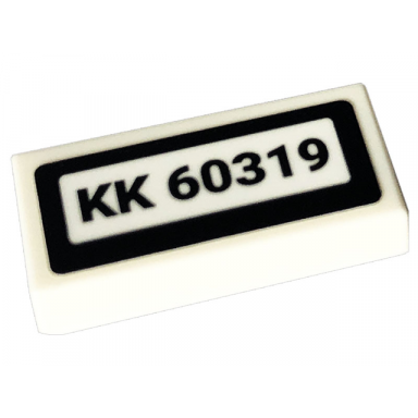 white tile 1 x 2 with kk 60319 pattern sticker - set 60319