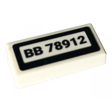 white tile 1 x 2 with bb 78912 pattern sticker - set 60319