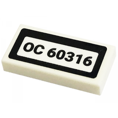 white tile 1 x 2 with oc 60316 pattern sticker - set 60316