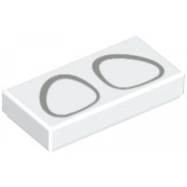 white tile 1 x 2 with dark bluish gray ovoid eyes pattern super mario polterpup