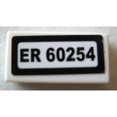 white tile 1 x 2 with er 60254 pattern sticker - set 60254