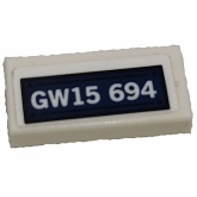 white tile 1 x 2 with gw15 694 pattern sticker - set 76131