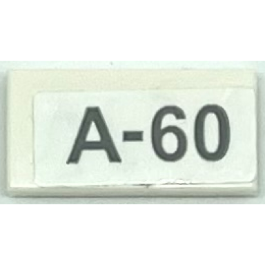 white tile 1 x 2 with light bluish gray a-60 pattern sticker - set 75975