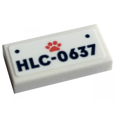 white tile 1 x 2 with dark blue hlc-0637 and coral paw print pattern sticker - set 41741