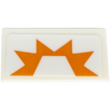 white tile 1 x 2 with orange spikes pattern sticker - set 75350