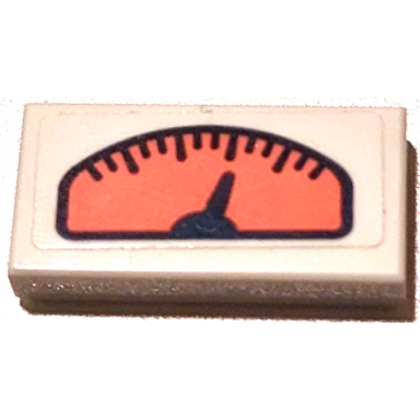 white tile 1 x 2 with coral gauge with needle pattern sticker - set 41422