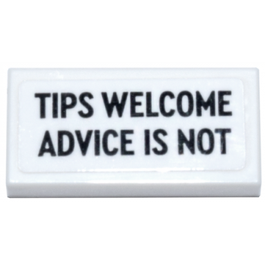 white tile 1 x 2 with black tips welcome advice is not pattern sticker - set 910011