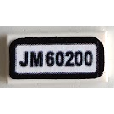 white tile 1 x 2 with jm 60200 pattern sticker - set 60200