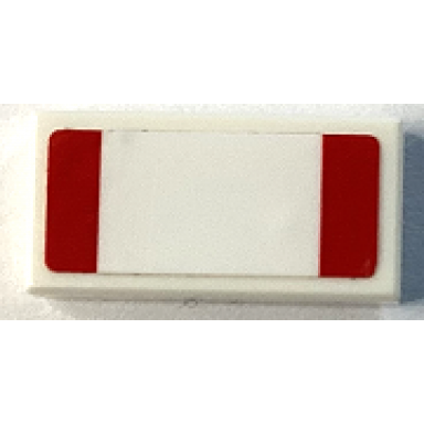 white tile 1 x 2 with red stripes pattern sticker - set 75886