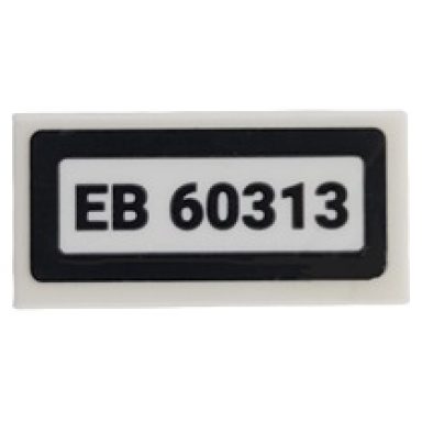 white tile 1 x 2 with eb 60313 pattern sticker - set 60313