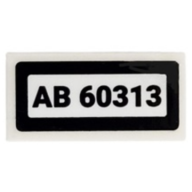 white tile 1 x 2 with ab 60313 pattern sticker - set 60313