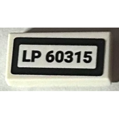 white tile 1 x 2 with lp 60315 pattern sticker - set 60315