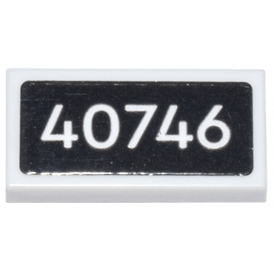 white tile 1 x 2 with 40746 on black background pattern sticker - set 40746