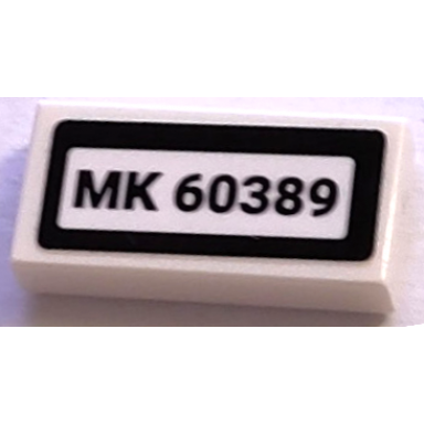 white tile 1 x 2 with mk 60389 pattern sticker - set 60389