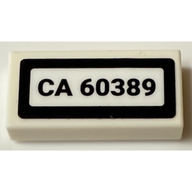 white tile 1 x 2 with ca 60389 pattern sticker - set 60389
