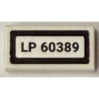 white tile 1 x 2 with lp 60389 pattern sticker - set 60389