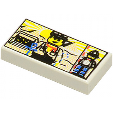 white tile 1 x 2 with minifigure and pyramids pattern